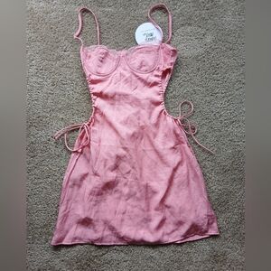 NWT Princess Polly Pink Lace Trim Cutout Mini Dress